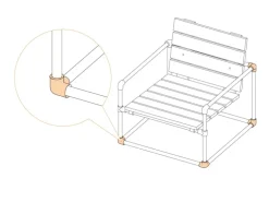 Dreiweg-Eckstück 90° Schwarz matt für Stahlrohr Ø 2,7 cm