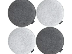 DuneDesign 4 Runde Sitzkissen aus Filz Ø 35 x 2,5 cm in Grau