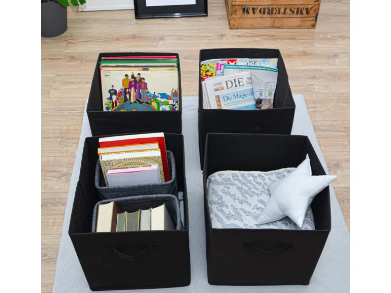 DuneDesign Aufbewahrungsbox für Kallax Regal 33 x 38 x 33 cm 4er Set mit Griff