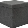 DuneDesign Faltbarer Sitzwürfel 38 x 38 x 38 cm mit Stauraum Dunkelgrau