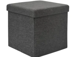 DuneDesign Faltbarer Sitzwürfel 38 x 38 x 38 cm mit Stauraum Dunkelgrau