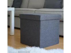 DuneDesign Faltbarer Sitzwürfel 38 x 38 x 38 cm mit Stauraum Dunkelgrau