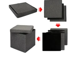 DuneDesign Faltbarer Sitzwürfel 38 x 38 x 38 cm mit Stauraum Dunkelgrau
