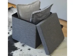 DuneDesign Faltbarer Sitzwürfel 38 x 38 x 38 cm mit Stauraum Dunkelgrau