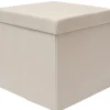 DuneDesign Faltbarer Sitzwürfel 38 x 38 x 38 cm mit Stauraum Beige-Grau