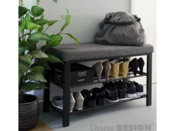 DuneDesign Offener Schuhschrank aus Metall 81 x 32 x 46 cm Grau