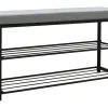 DuneDesign Schuhregal mit Sitzbank 95 x 33 x 52 cm Hellgrau