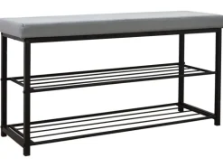 DuneDesign Schuhregal mit Sitzbank 95 x 33 x 52 cm Hellgrau