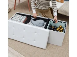 DuneDesign Sitzbank mit 120L Stauraum 110 x 38 x 38 cm in Weiß