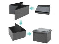DuneDesign Sitzhocker mit Stauraum 56 x 56 x 40 aus Filz Grau