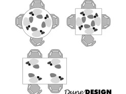 DuneDesign Tischset für 4 Personen Flusskiesel-Design Hellgrau