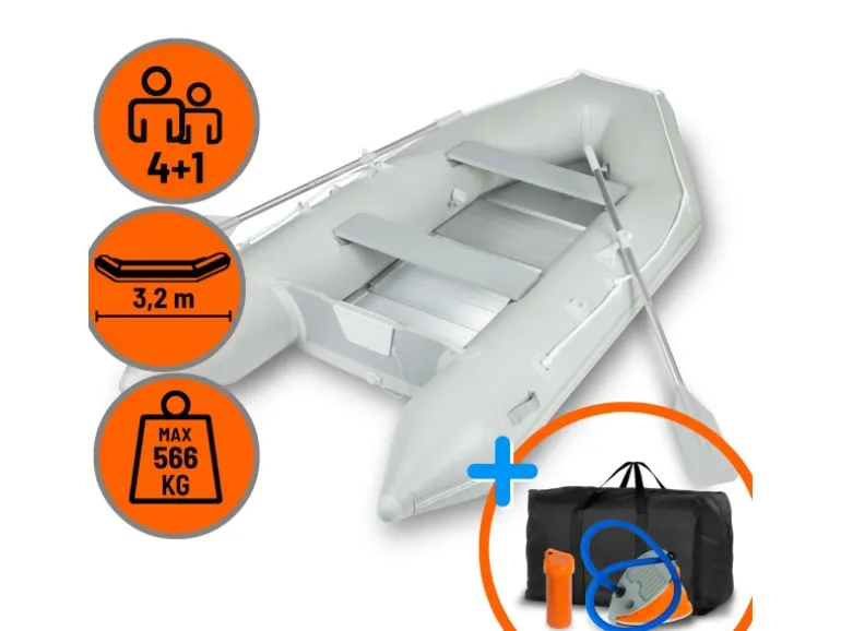 EBERTH Schlauchboot 4 Personen + 1 Kind 3,20m x 1,50m Boot mit Sitzbank bis 566 kg