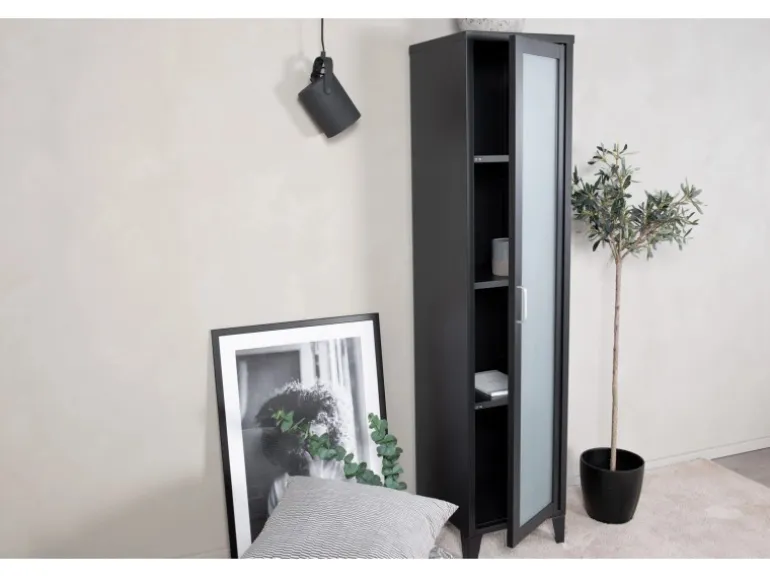 ebuy24 Acero Vitrinenschrank 1 Tür 4 Ablagen Schwarz