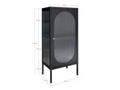 ebuy24 Adelaide Vitrinenschrank 1 Glastür Schwarz
