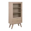 ebuy24 Align Vitrinenschrank Höhe 145 cm 1 Glastür 2 Schubladen Eiche