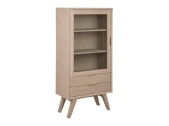 ebuy24 Align Vitrinenschrank Höhe 145 cm 1 Glastür 2 Schubladen Eiche