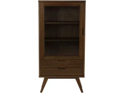 ebuy24 A-Line Vitrinenschrank 1 Tür 2 Schubladen 2 Regale Grau