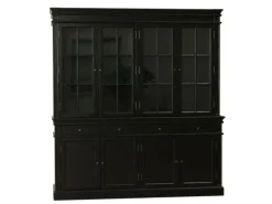 ebuy24 Amaretta 4-Türige Vitrinenschrank Schwarz Antik Patiniert