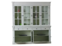 ebuy24 Amaretta 4-Türige Vitrinenschrank Antik Weiss Antik Patiniert