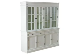 ebuy24 Amaretta 4-Türige Vitrinenschrank Antik Weiss Antik Patiniert