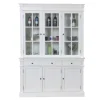 ebuy24 Amaretta 3-Türige Vitrinenschrank Antik Weiß Antik Patinert