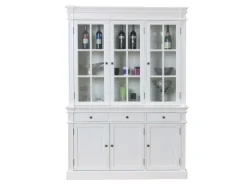 ebuy24 Amaretta 3-Türige Vitrinenschrank Antik Weiß Antik Patinert