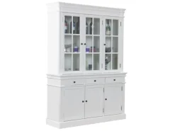ebuy24 Amaretta 3-Türige Vitrinenschrank Antik Weiß Antik Patinert