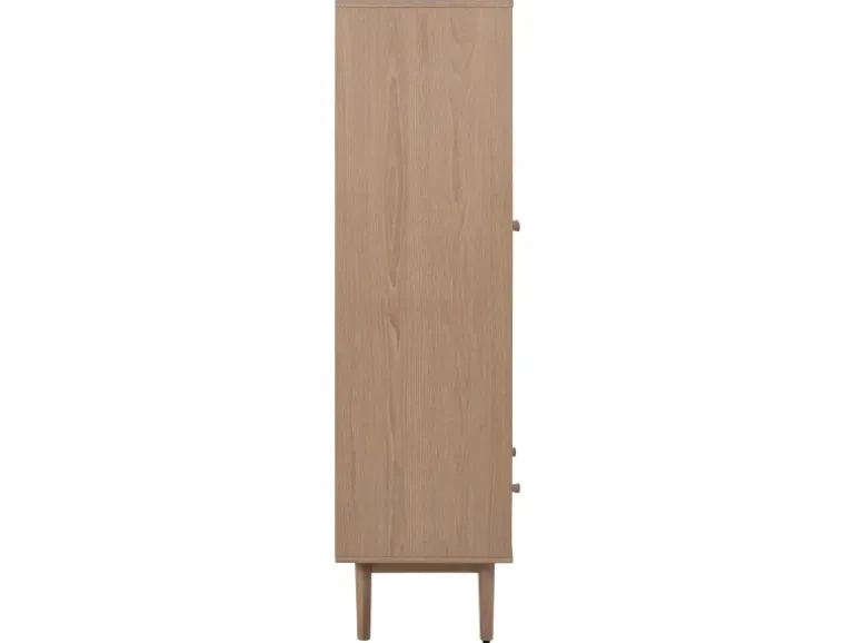 ebuy24 Aston Vitrinenschrank mit 2 Glastüren und 1 Schublade Weiß Geölt EichenDekor