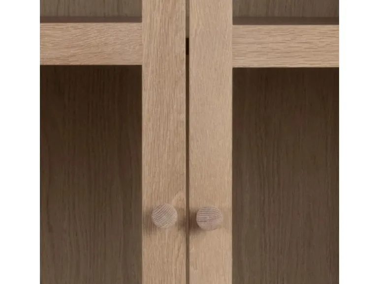 ebuy24 Aston Vitrinenschrank mit 2 Glastüren und 1 Schublade Weiß Geölt EichenDekor