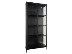 ebuy24 Brisbane Vitrinenschrank Höhe 175 cm Schwarz