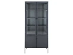 ebuy24 Brisbane Vitrinenschrank 4 Türen Schwarz