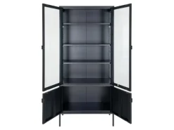 ebuy24 Brisbane Vitrinenschrank 4 Türen Schwarz