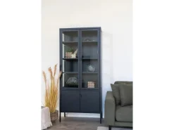 ebuy24 Brisbane Vitrinenschrank 4 Türen Schwarz