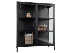 ebuy24 Brisbane Vitrinenschrank Höhe 1015 cm Schwarz