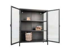 ebuy24 Brisbane Vitrinenschrank Höhe 1015 cm Schwarz