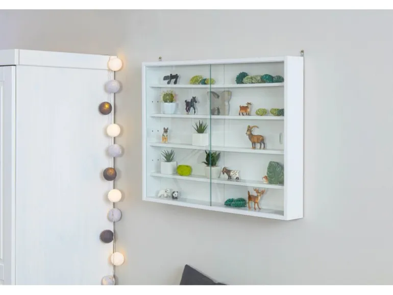 ebuy24 Comit Vitrinenschrank Wandhängend 2 Glastüren Weiss