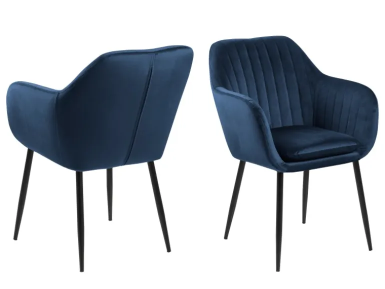 ebuy24 Emil Esszimmerstuhl Dunkelblau Metall Schwarz