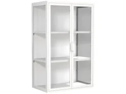 ebuy24 FlokasVL Vitrinenschrank Wandhängend 2 Türen Weiß