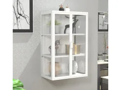 ebuy24 FlokasVL Vitrinenschrank Wandhängend 2 Türen Weiß