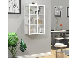 ebuy24 FlokasVL Vitrinenschrank Wandhängend 2 Türen Weiß