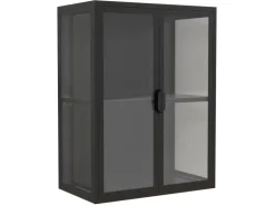 ebuy24 FlokasVM Vitrinenschrank Wandhängend 2 Türen Schwarz