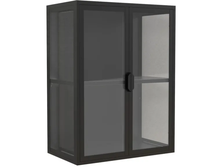 ebuy24 FlokasVM Vitrinenschrank Wandhängend 2 Türen Schwarz