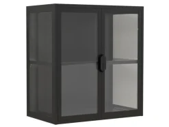 ebuy24 FlokasVS Vitrinenschrank Wandhängend 2 Türen Schwarz