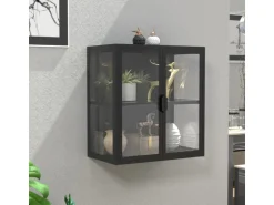 ebuy24 FlokasVS Vitrinenschrank Wandhängend 2 Türen Schwarz