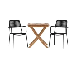 ebuy24 Ghana Gartenset Tisch 2 Stühle Natur Schwarz