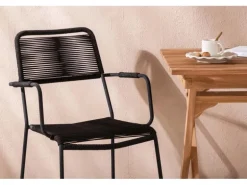 ebuy24 Ghana Gartenset Tisch 2 Stühle Natur Schwarz