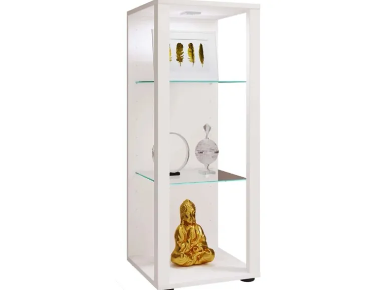 ebuy24 GlasolM Vitrinenschrank 3 Ablagen Weiß