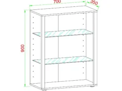 ebuy24 GlasolXL Vitrinenschrank 3 Ablagen Weiß