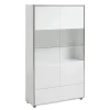 ebuy24 Kenan Vitrine 2 Türen 1 Schublade Weiß Hochglanz Lackiert