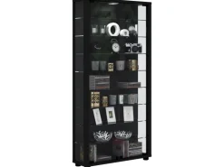 ebuy24 Lumo Maxi Vitrinenschrank mit LED-Licht 8 Glasböden Schwarz